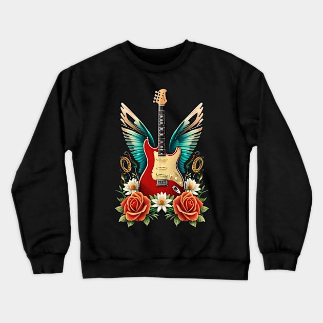 Electric guitar with wings 5 Crewneck Sweatshirt by Dandeliontattoo